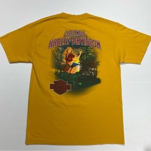 2011 Orlando Harley Davidson Yellow Pin Up Girl Graphic T-Shirt Sz M